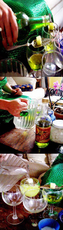 Slowly poor absinthe over the sugar cube, then water...
